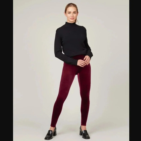 SPANX Pants - Spanx Velvet Leggings in Burgundy